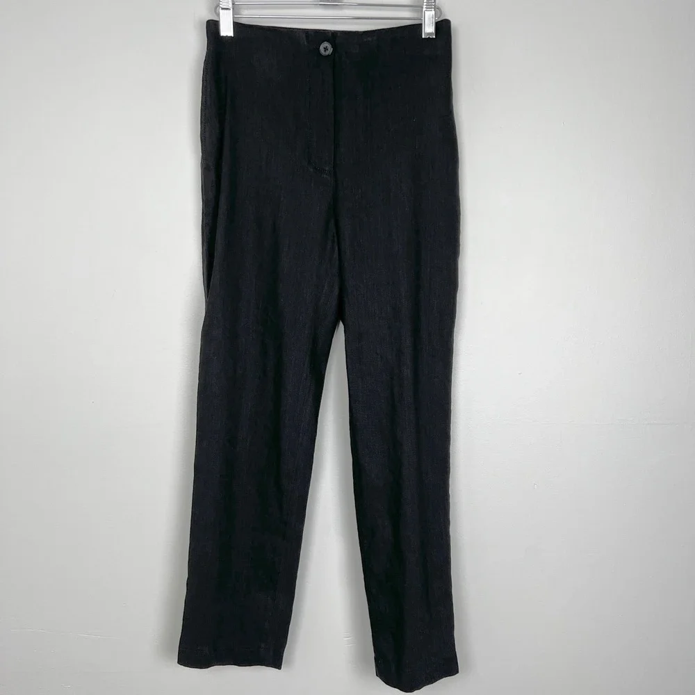Wilfred Women's 2 Black High Waisted Straight‎ Leg Linen Viscose Work Pants